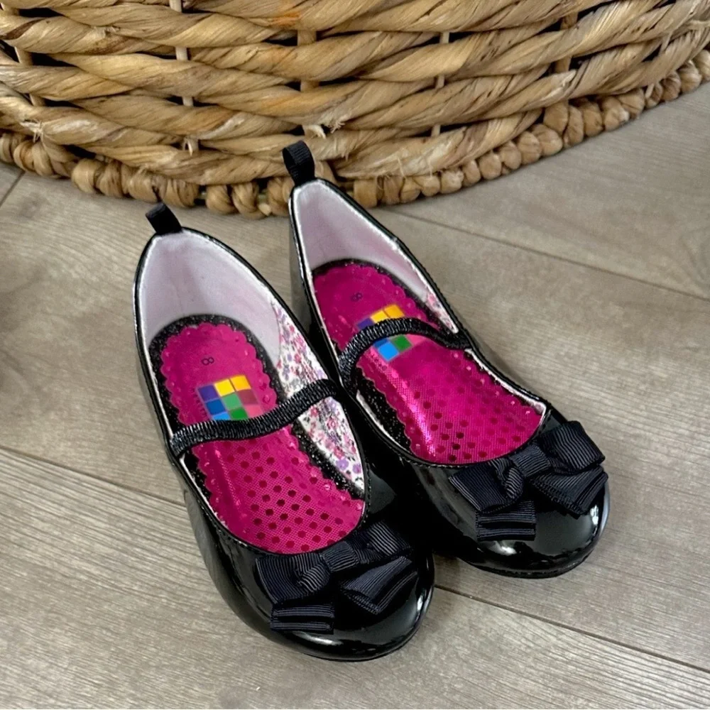 New Y2K HealthTex Girls Black Bow Mary Jane Toddler Girls Shoes Size 8